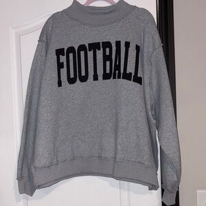 Gray Football Mock Neck Sweatshirt
